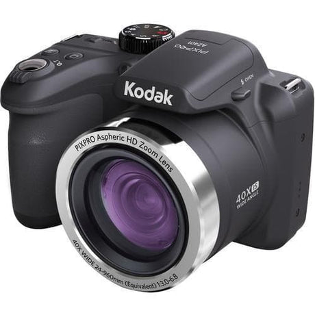 Kodak PixPro AZ401-kamera – Svart + Kodak PixPro asfärisk HD-zoomlins 24–960 mm f/3.0–6.8