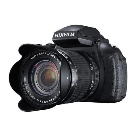FinePix HS30EXR-bryggkamera – Svart + Fujifilm Super EBC Fujinon-objektiv 30X zoom 24–720 mm f/2,8–5,6 f/2,8–5,6