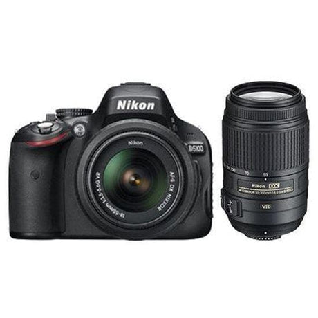 D5000 SLR - Svart + Nikon AF-S Nikkor DX VR 18-55mm f/3.5-5.6 VR + AF-S Nikkor DX 55-200mm f/4-5.6G ED VR f/3.5-5.6 + f/4-5.6