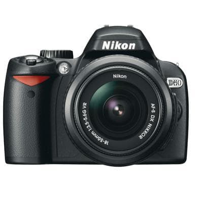D60 SLR - Svart + Nikon AF-S DX Nikkor 18-55 mm f/3.5-5.6G VR f/3.5-5.6G