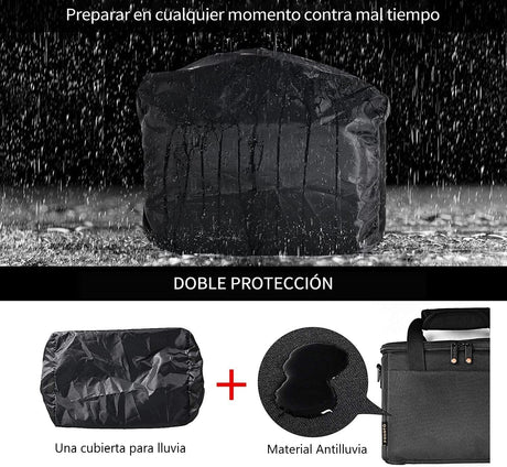 FOSOTO Shockproof Waterproof DSLR SLR Camera Case Bag Shoulder Bag for 1 Camera, 1 or 2 Lenses and Photo Accessories for Canon 700D 1200D 600D, Nikon Sony a7 II a6400, Panasonic 